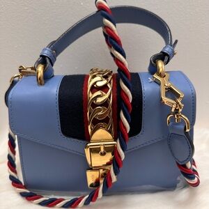 Gucci Blue Mini Bag with Gold Accents